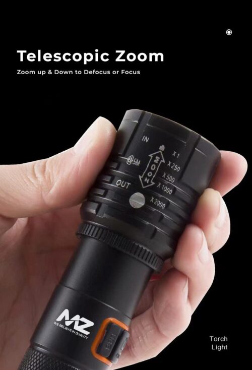 MZ 035 (ZOOMABLE LED Metal Torch) 4 Modes Flashlight, Super Bright Cree T6 LED Light Torch - Image 4