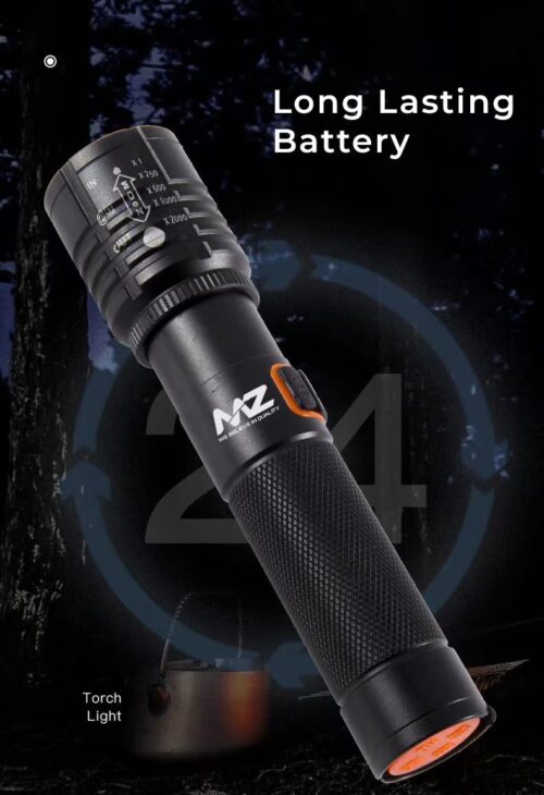 MZ 035 (ZOOMABLE LED Metal Torch) 4 Modes Flashlight, Super Bright Cree T6 LED Light Torch - Image 5