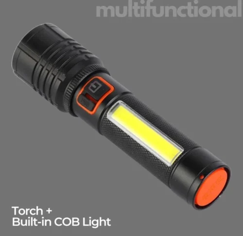 MZ 035C (ZOOMABLE LED METAL )5 Modes Flashlight, Super Bright Cree with COB Torch  (Black, 13.5 cm, Rechargeable) - Image 6