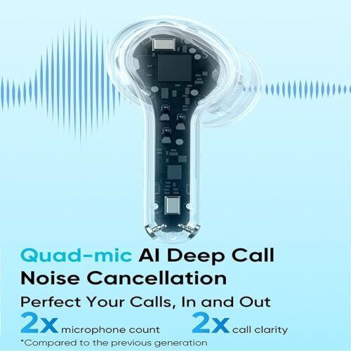 realme Buds T200x True Wireless Earbuds with 12.4mm Dynamic Bass Drivers, 25 dB ANC, Quad Mic, 45ms Latency, Upto 48 Hrs Playback, Fast Charge, IP55 Rated, BT 5.4 (Pure Black) - Image 5