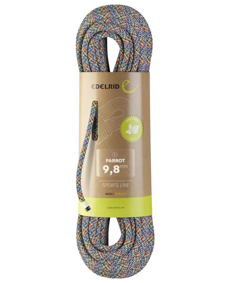 Edelrid Parrot 9.8 mm Dynamic Ropes 50 Mtr Rope(Single rope made from reused left-over yarns | Climb Green)