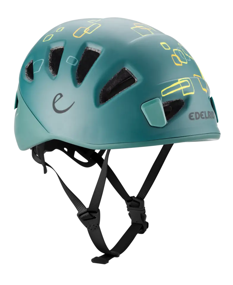 EDELRID KIDS SHIELD Softshell Children’s climbing helmet | light, comfortable and safe (JADE-PETROL)