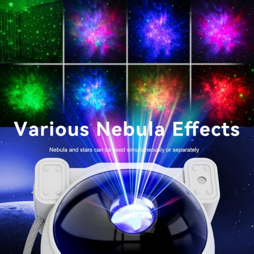 Star Projector Galaxy Night Light - Astronaut Space Projector, Starry Nebula Ceiling LED Lamp with Timer and Remote, Kids Room Decor Aesthetic, for Christmas & Birthdays - Image 3