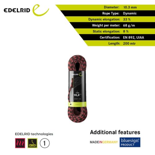 Edelrid Cobra 10.3 mm 200mtr daynamic rope - Image 4