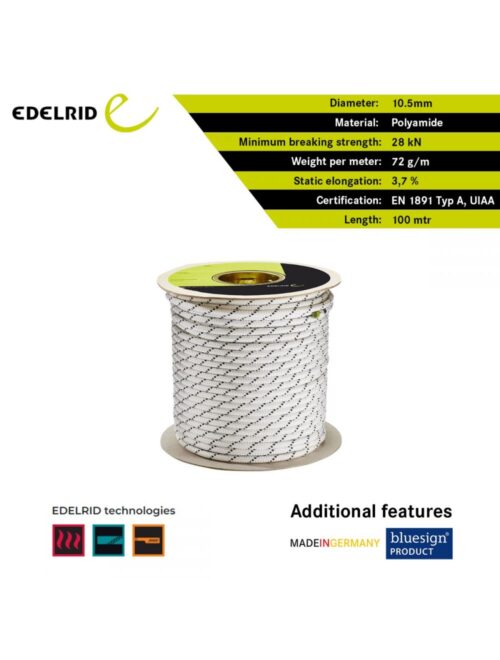 Edelrid Performance Static 10.5 mm 100 Mtr - Snow - Image 2