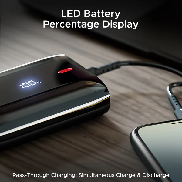 boAt EnergyShroom PB300 Air 10000mAh Powerbank (Carbon Black )with 2-way 22.5W fast charging, LED battery display, 12 Layer Smart IC Protection - Image 5