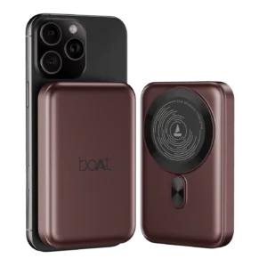 BOAT Energyshroom PB331 Magnacharge Powerbank with 22.5W Fast Charging, 10,000mAh, 15W Magnetic Wireless Charging, 12-Layer Smart IC Protection, 3 Output Ports